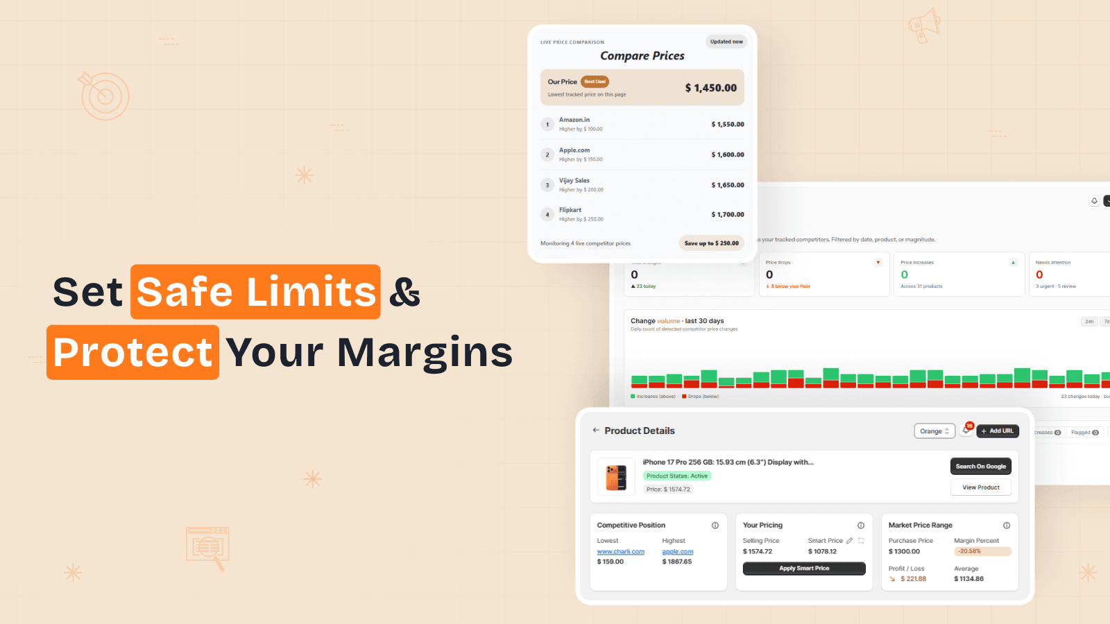 Competitor price comparison widget on product page