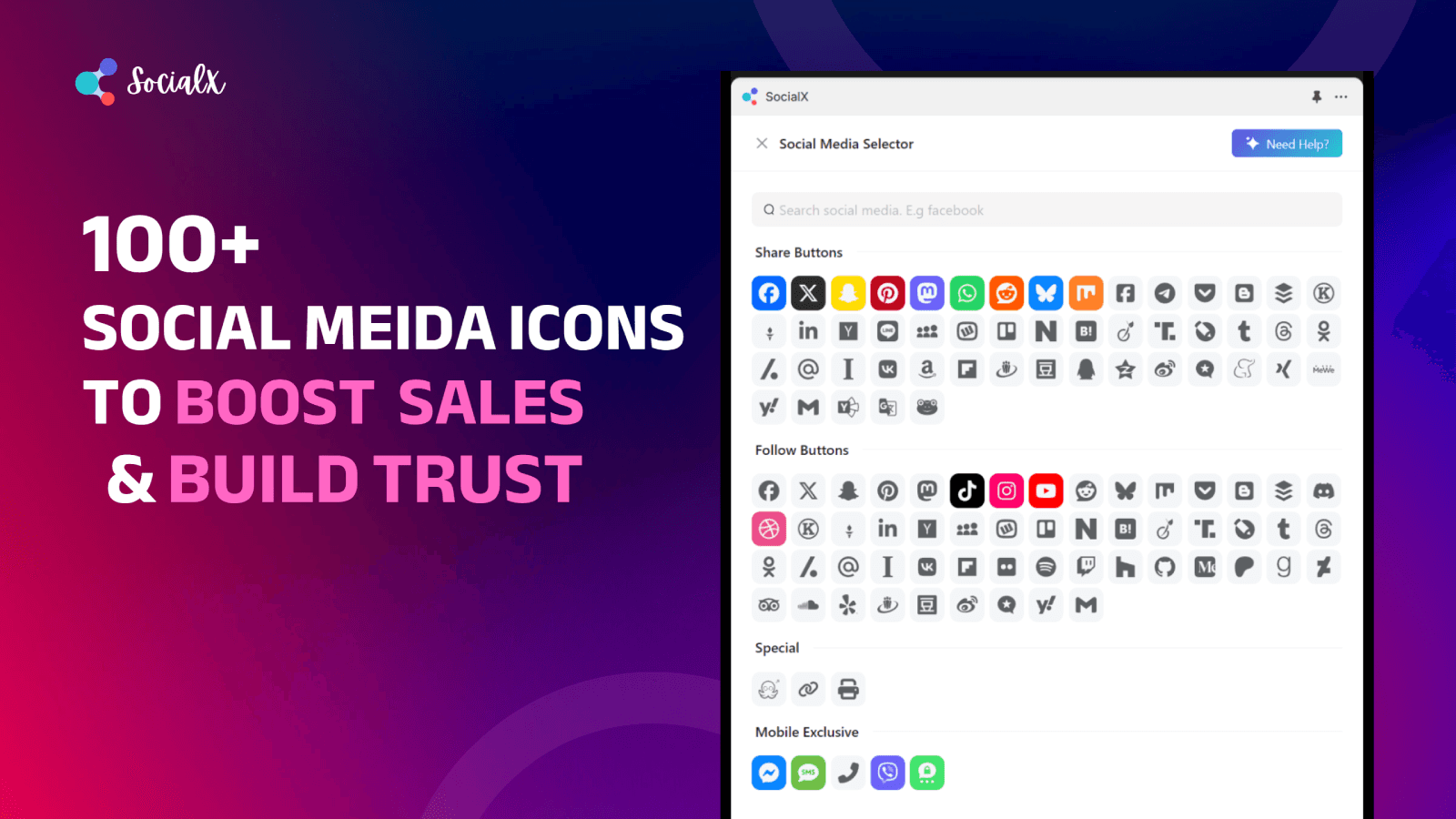 100+ Social Meida Icons to BOOST SALES & BUILD TRUST