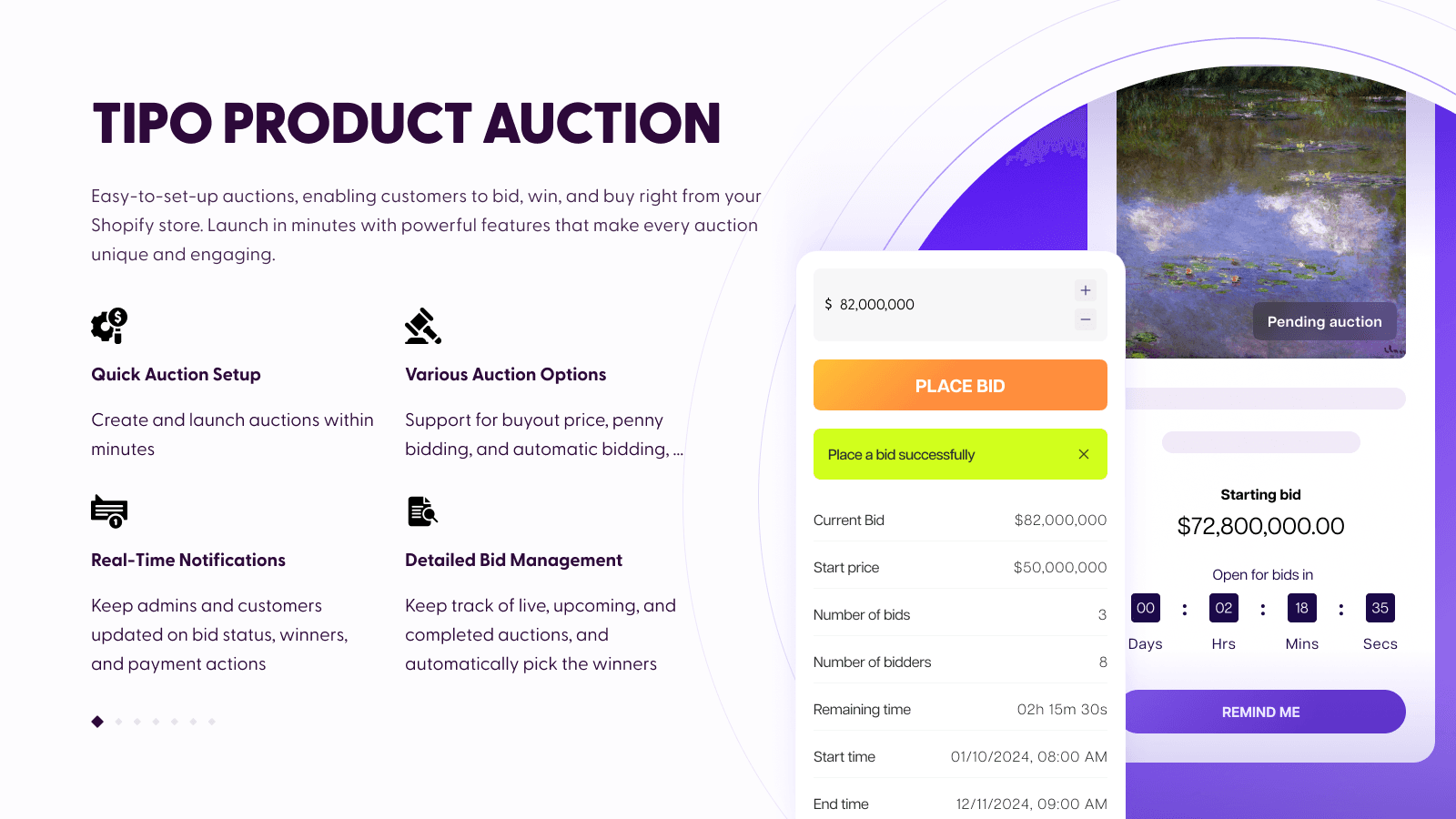 Tipo Product Auction - Auction solution in shopify