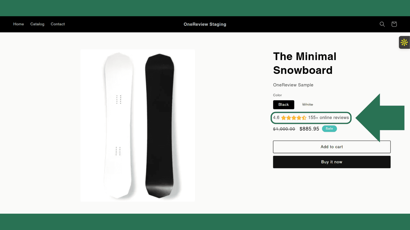 Sample Product Page Before & After Using OneReview