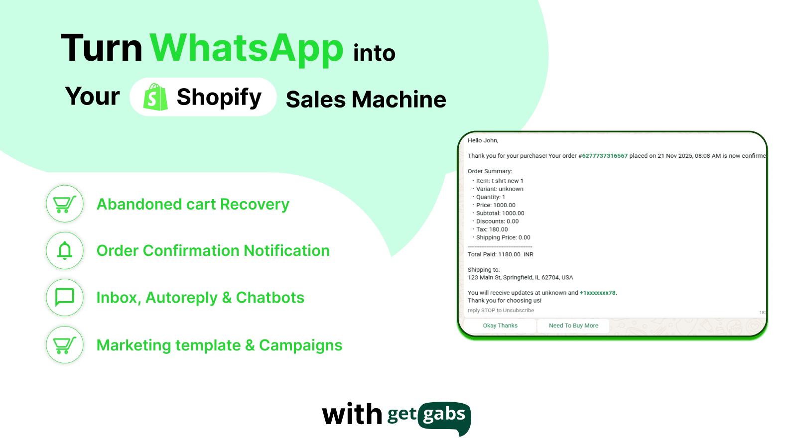 Recover more revenue with automated WhatsApp recovery messages