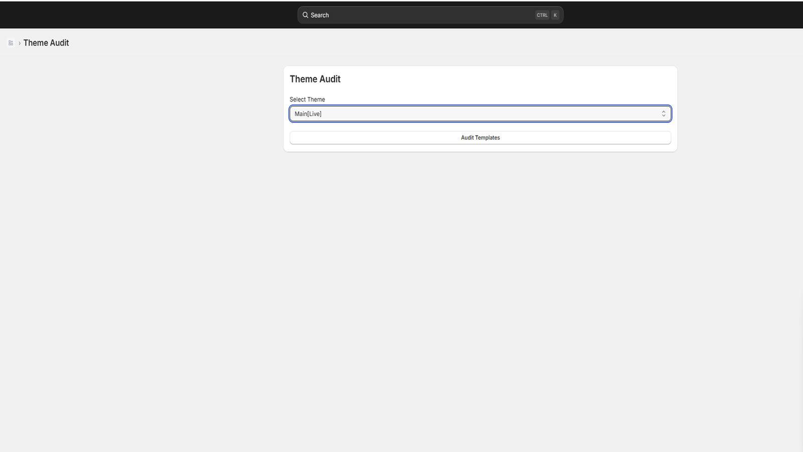 Clean, minimalist app interface showing the "Theme Audit" title
