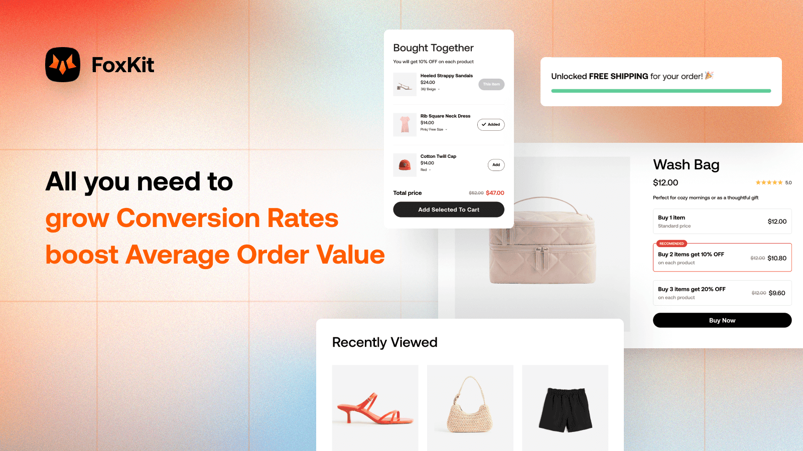 FoxKit offers highly-converting upsell cross-sell features