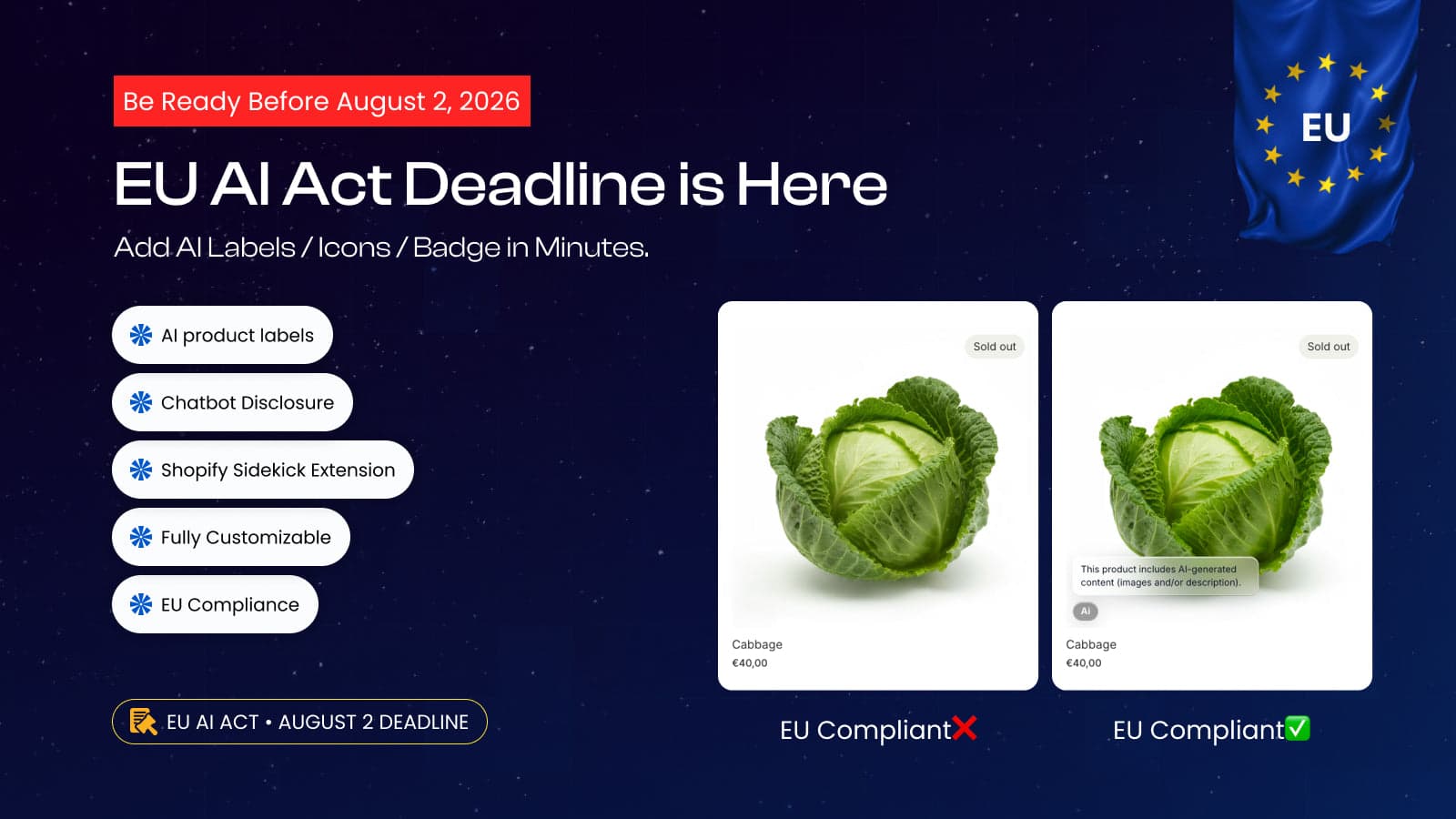 Display clear ai label & banners near your active storefront AI