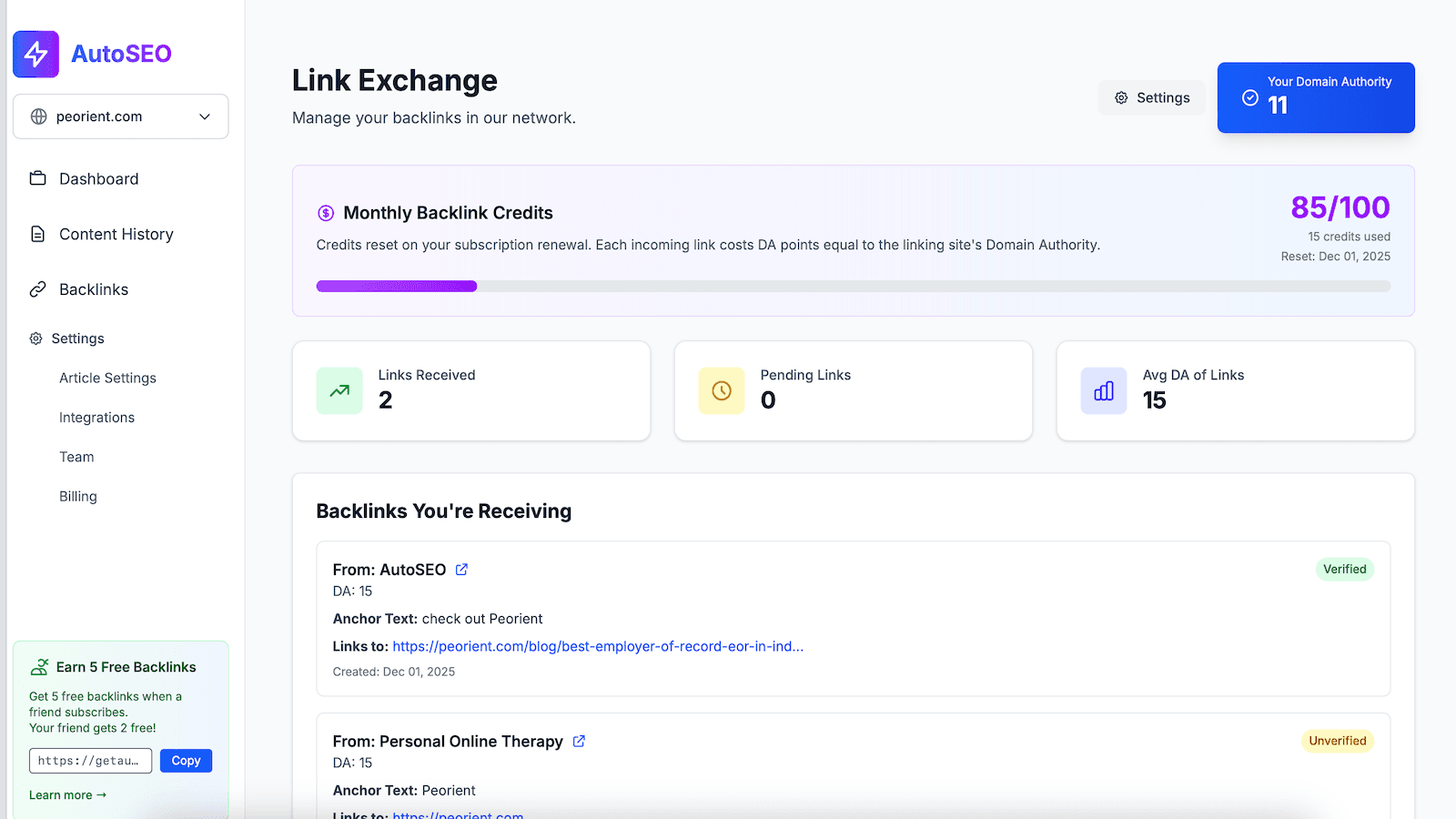 Backlink exchange