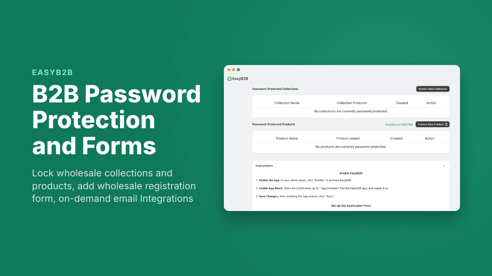 EasyB2B Wholesale Collection Password protection and form