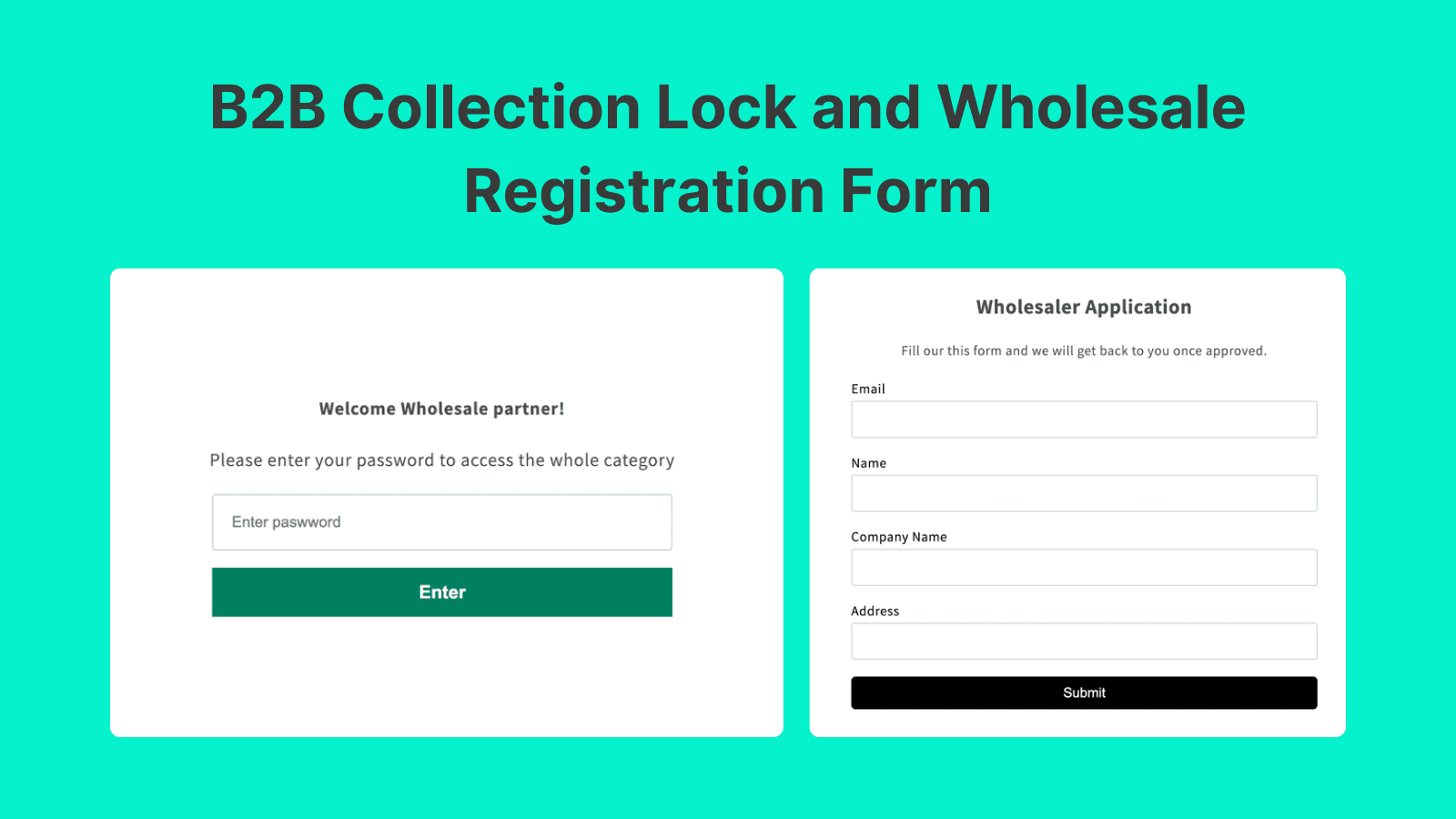 EasyB2B Wholesale Collection Password protection and form