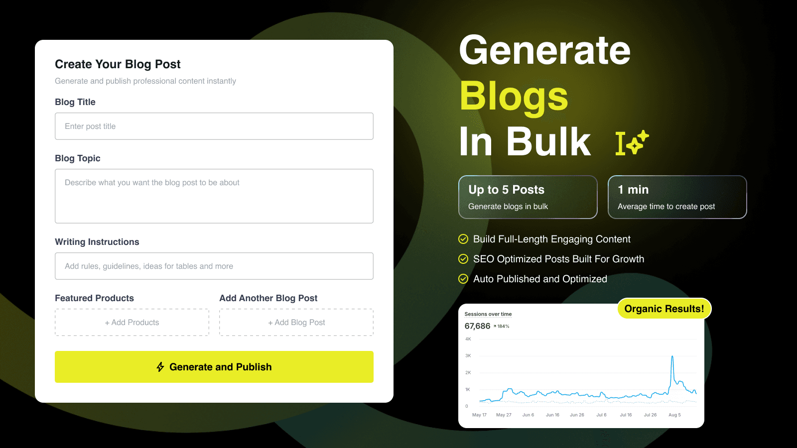 Generate blogs in bulk explainer with main app UI display