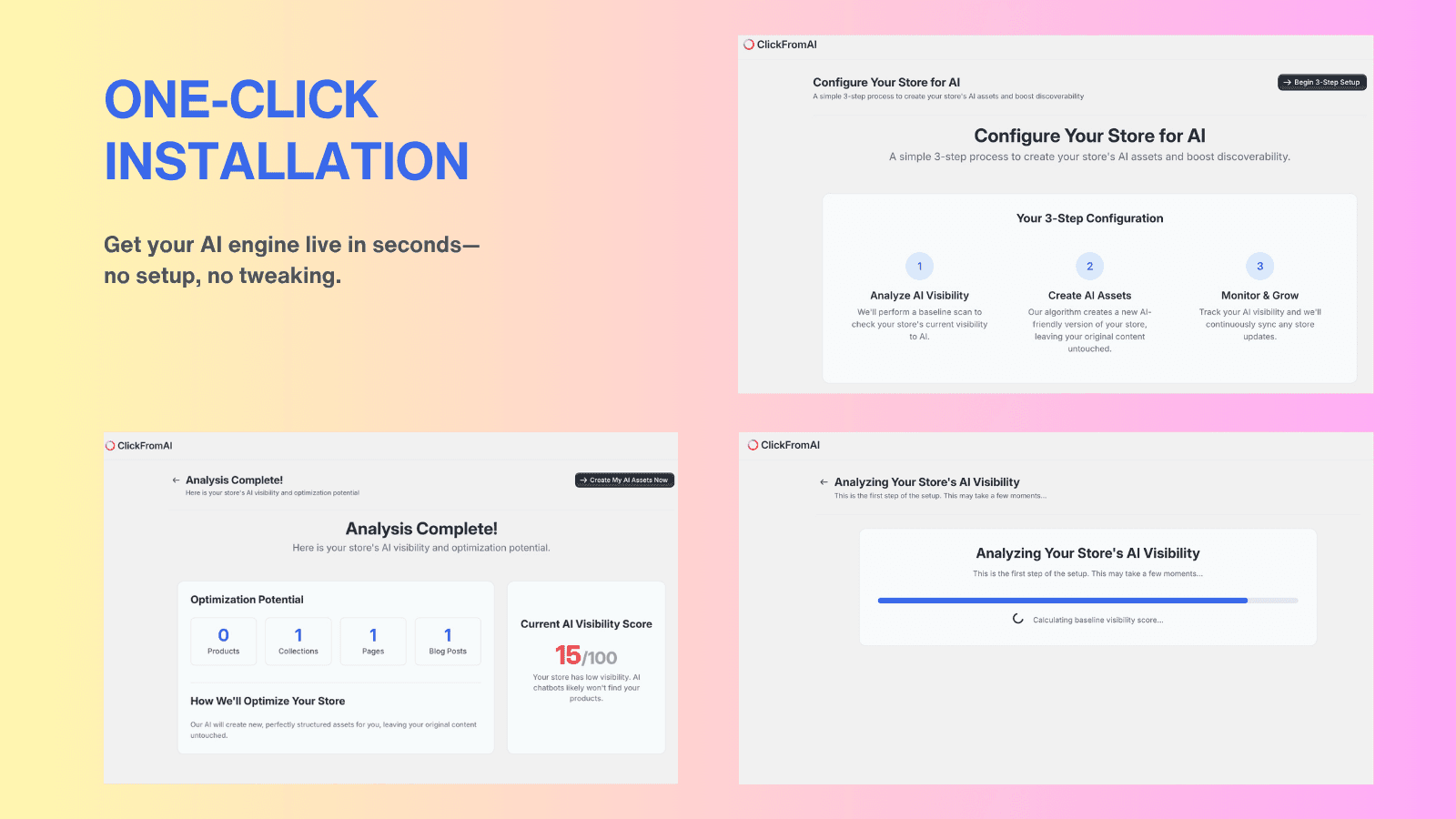 one-click installation | clickfrom.ai