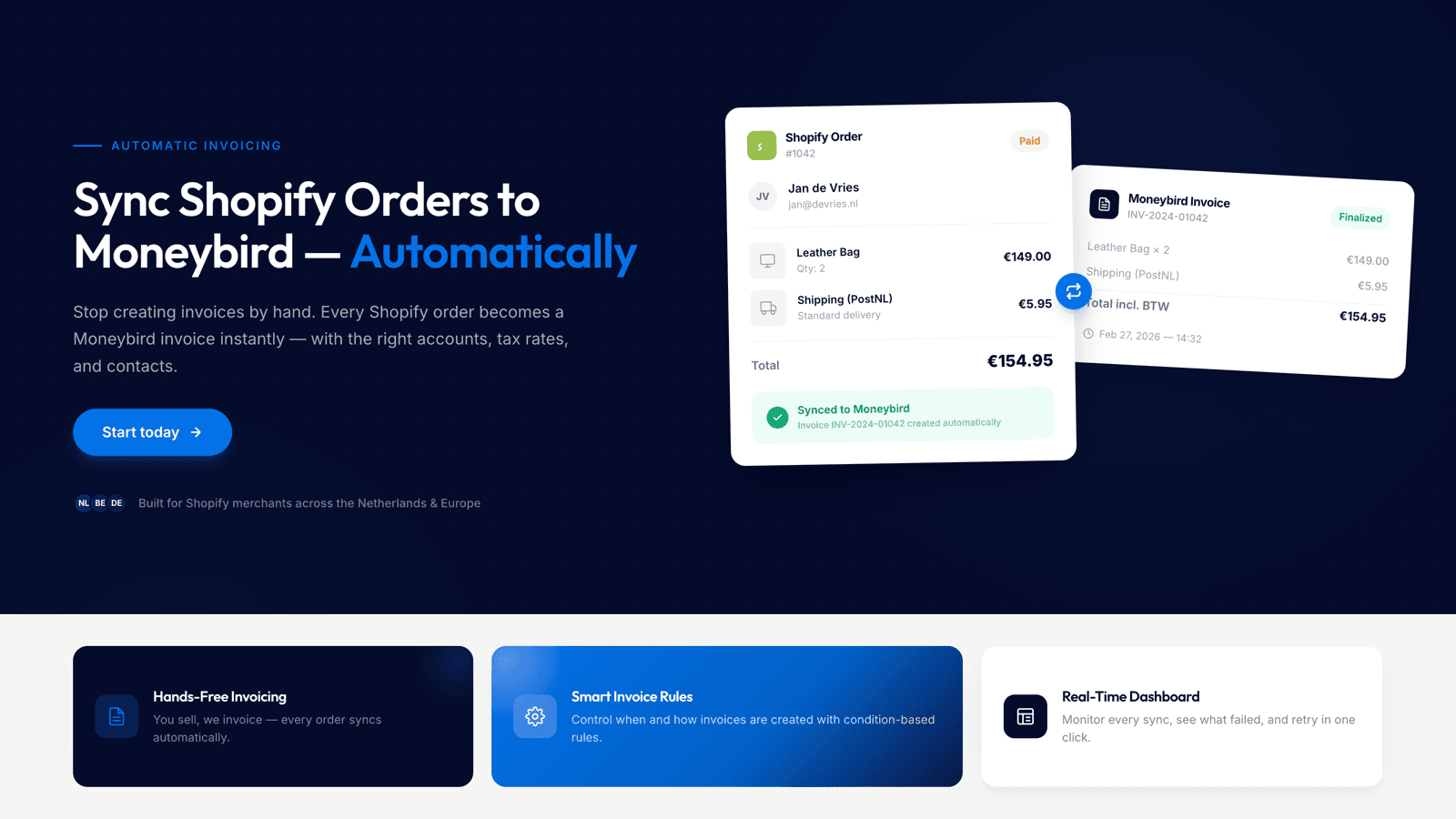 Sync Shopify Orders to Moneybird