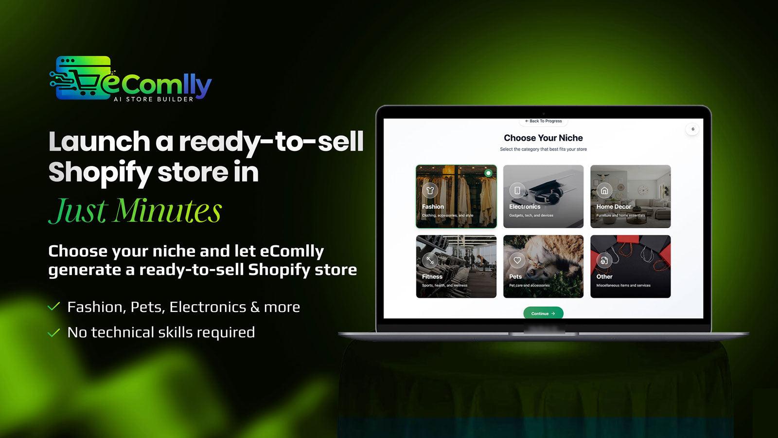 Choose a niche to create a ready-to-sell Shopify store