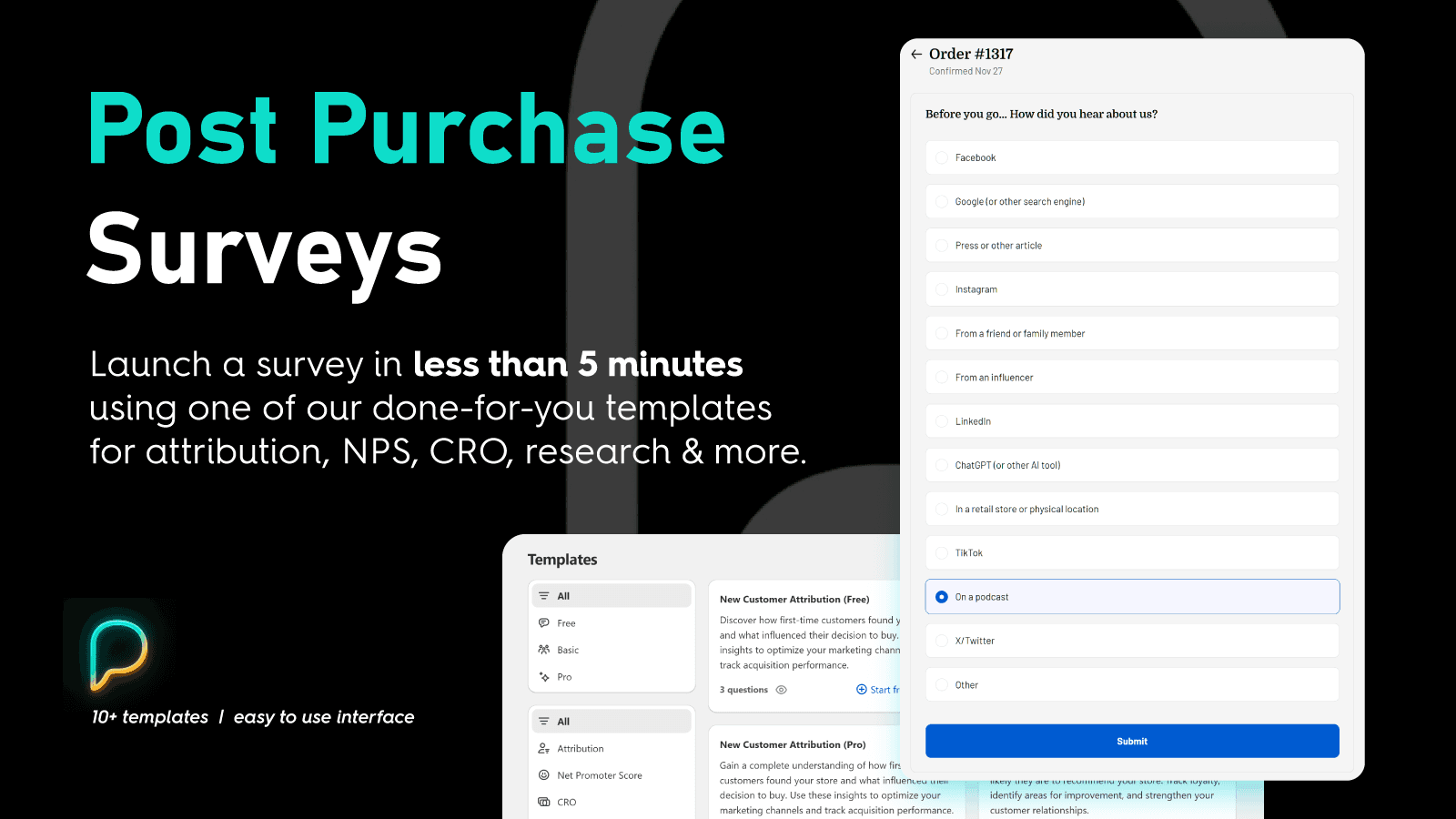 Post Purchase Surveys - launch your first survey in 5 minutes