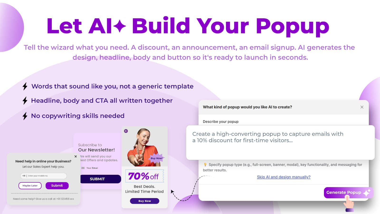 Let AI write your popup