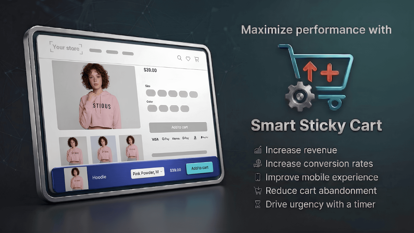 Premium floating sticky cart - add to cart with urgency features