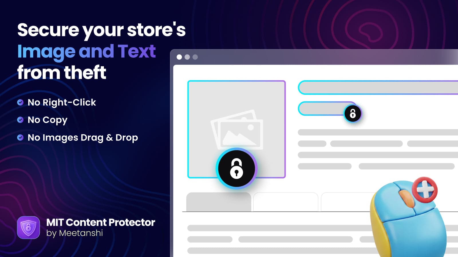 Disable right click Shopify. Content protector.