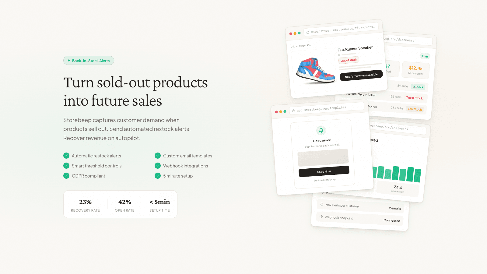 Turn sold-out products into future sales using Storebeep