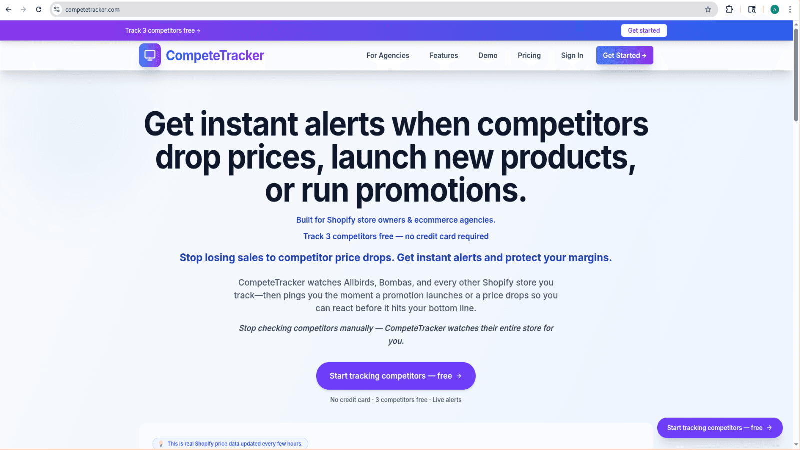 Landing Page with lot product info
