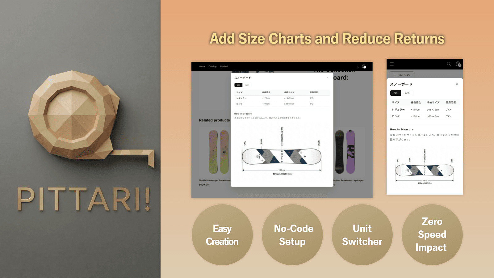 PITTARI! Overview: Add size charts to reduce returns.