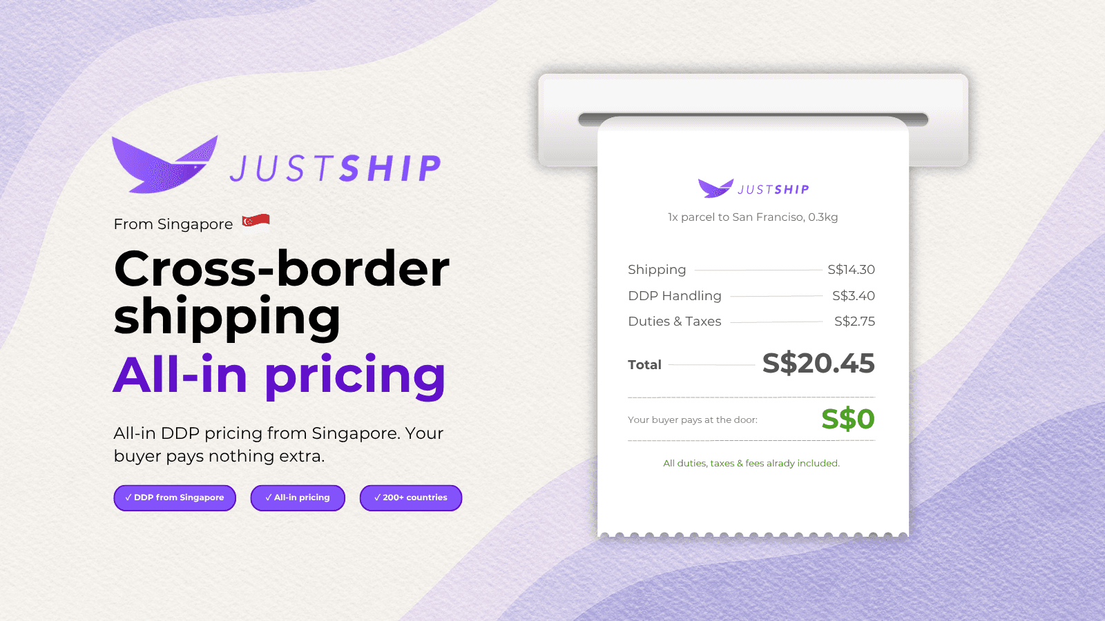 JustShip cheapest international shipping from Singapore DDP