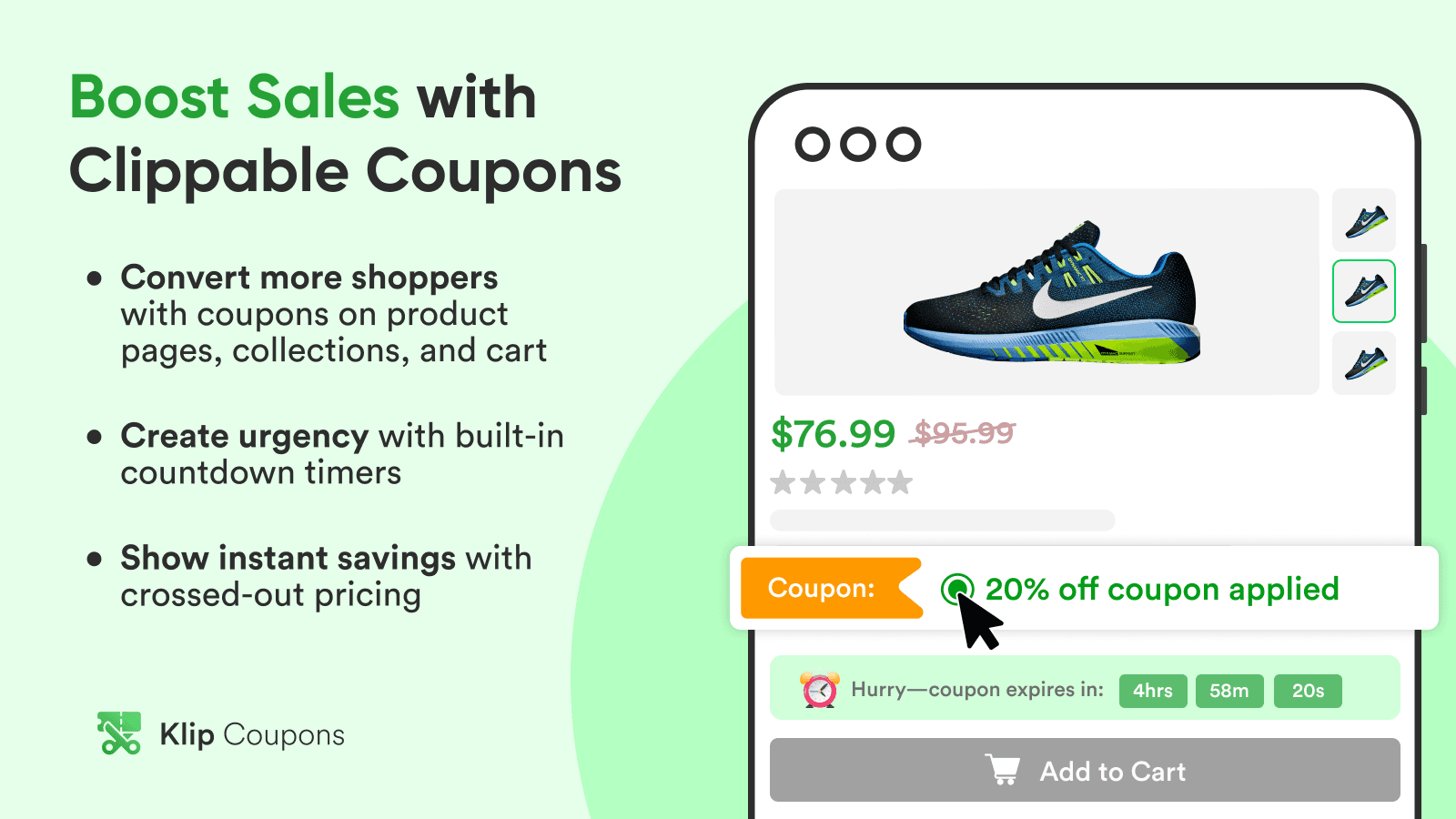 Boost sales with clippable product page coupons & cart discounts