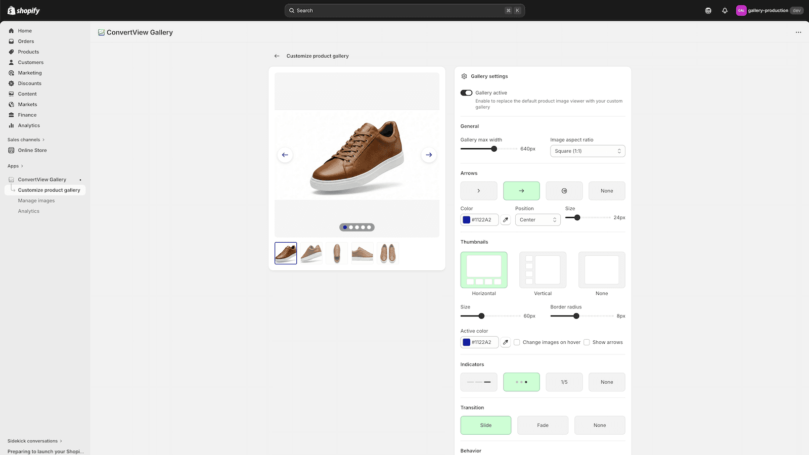 Gallery customization