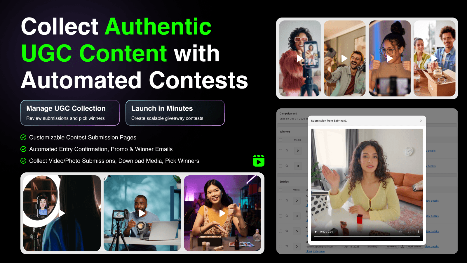 Collect authentic UGC content with automated contests