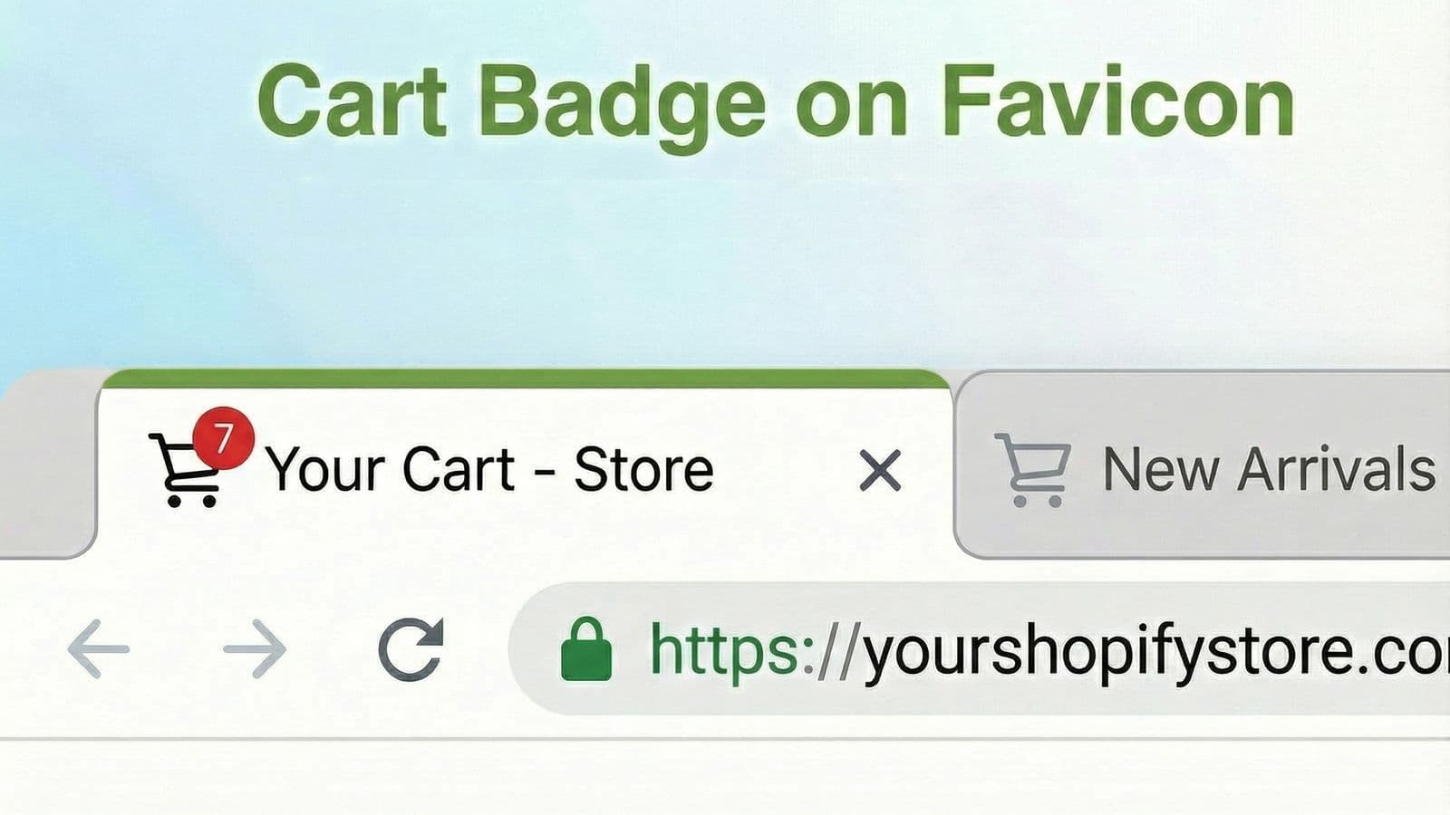 Browser tab with red cart badge showing item count