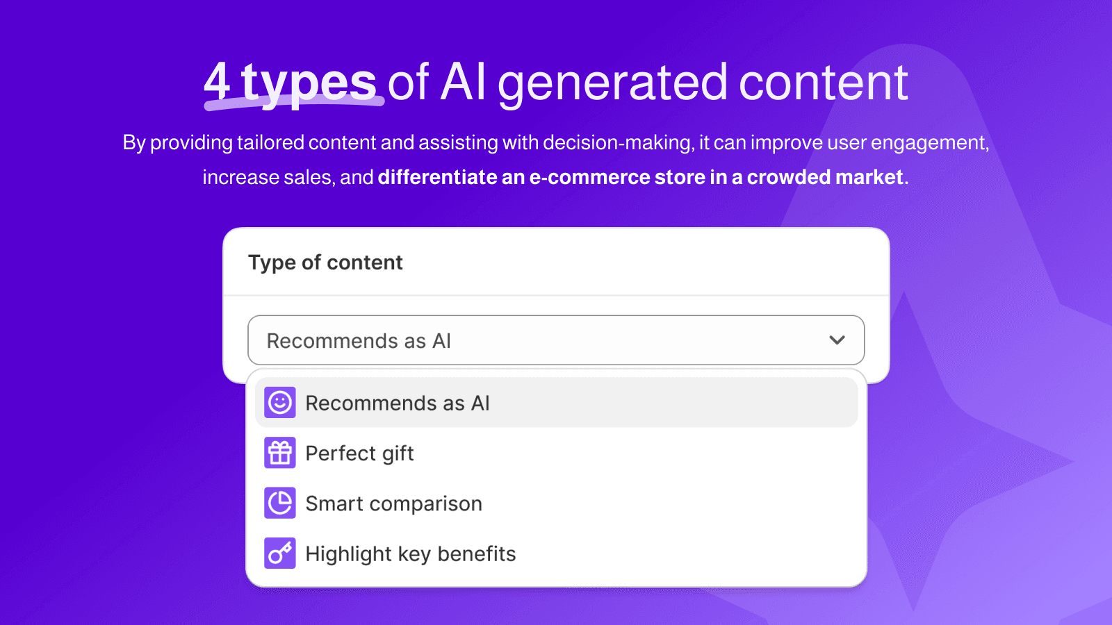 A list of 4 types of contents to generate