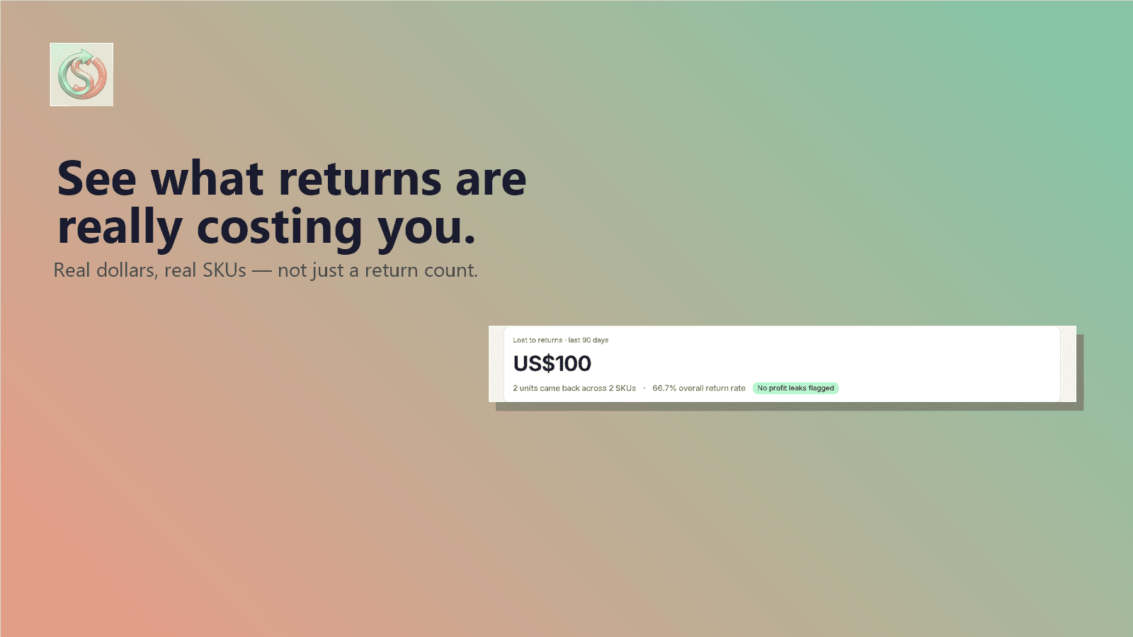 Dollar value lost to returns — real dashboard view