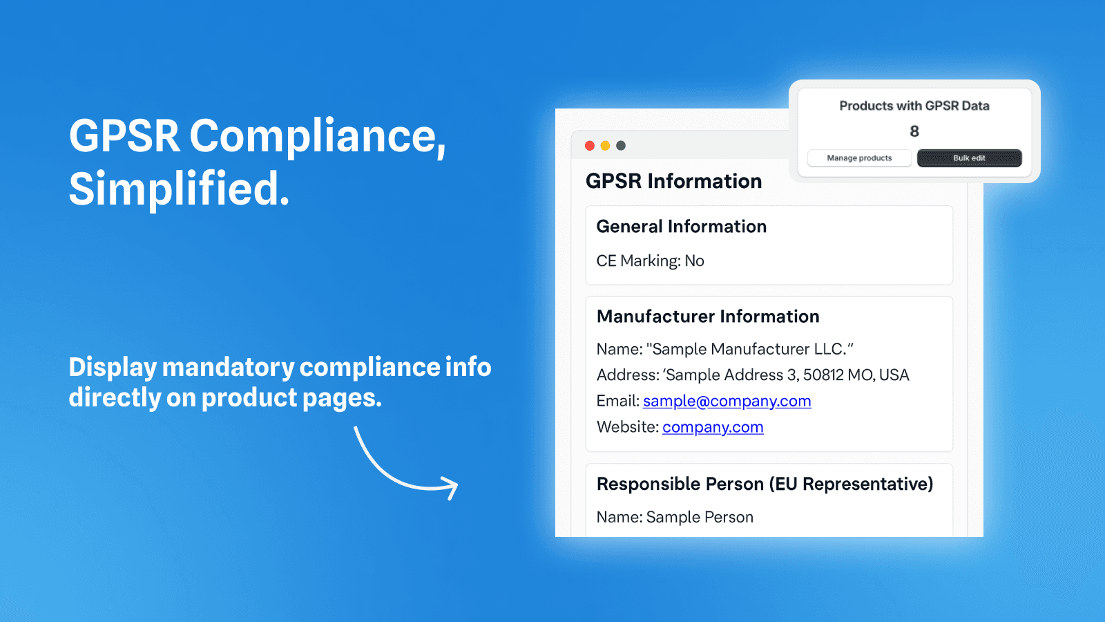 EU GPSR Manager for Ecommerce