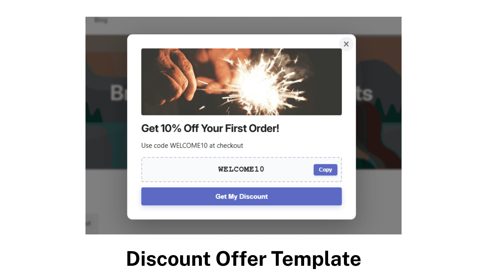 Discount Offer template to share coupons with Popup Pulse