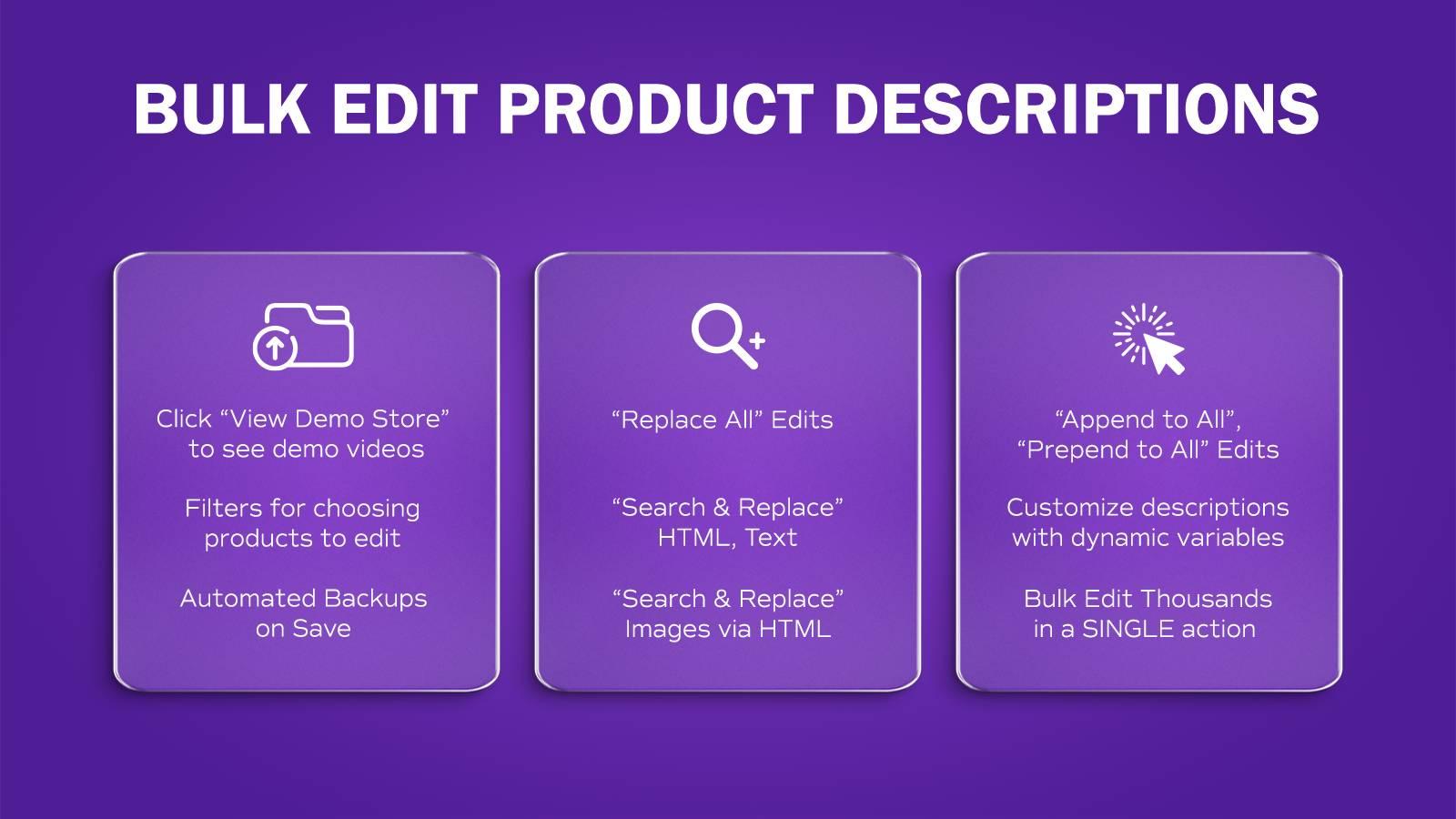Screenshot of Bulk Edit Product Description
