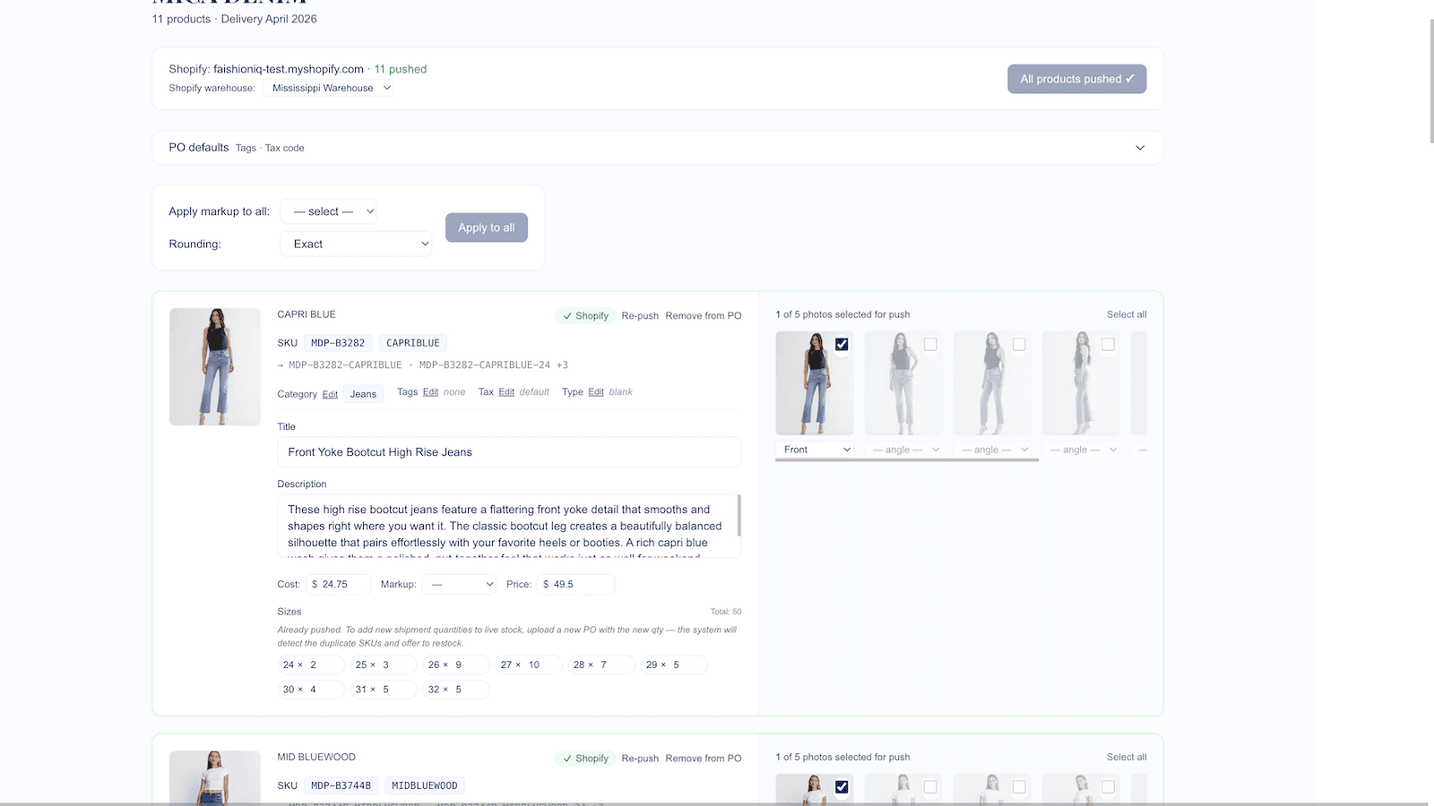 AI-extracted products with titles, descriptions, and photos