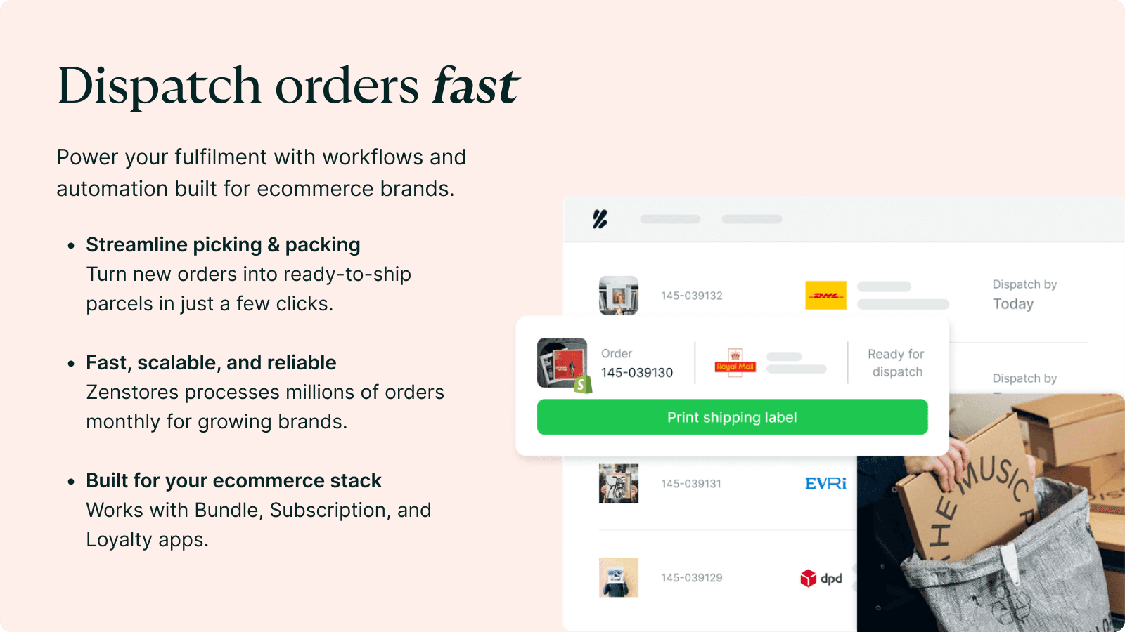 Ecommerce brands scale by shipping with Zenstores