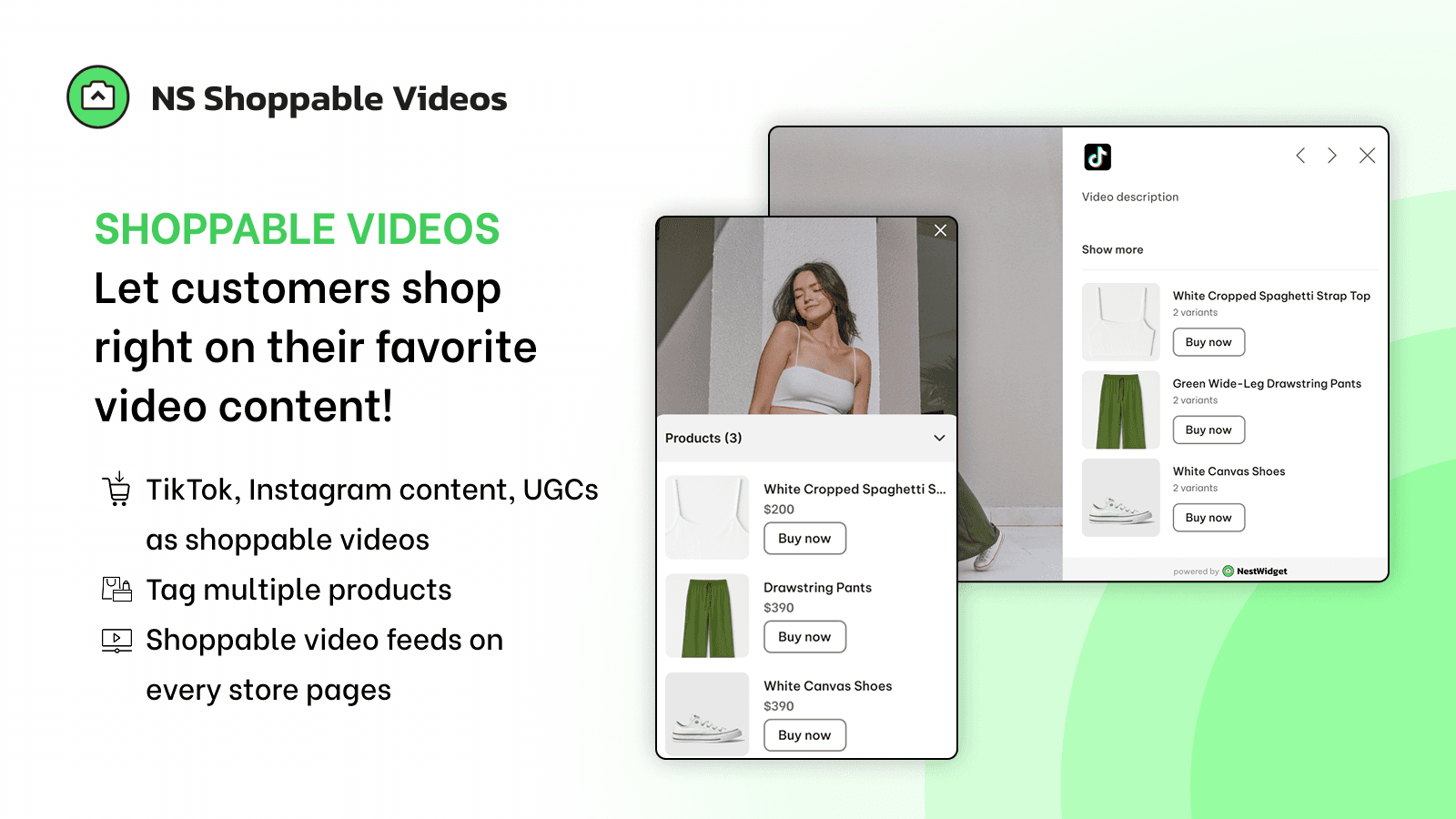 add TikTok & Instagram feeds as shoppable videos