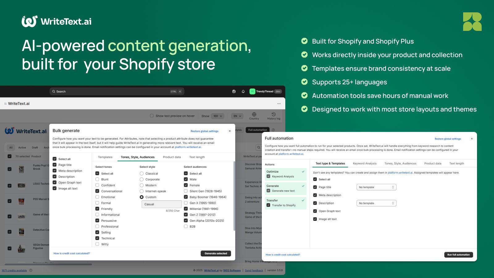 WriteText.ai for Shopify