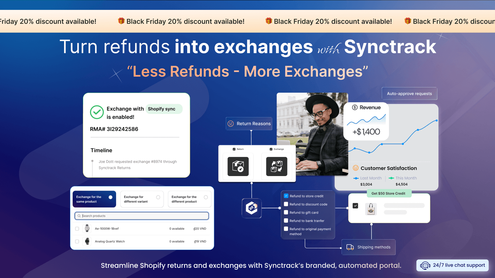 Turn refunds into exchanges w/ return label, store credit etc