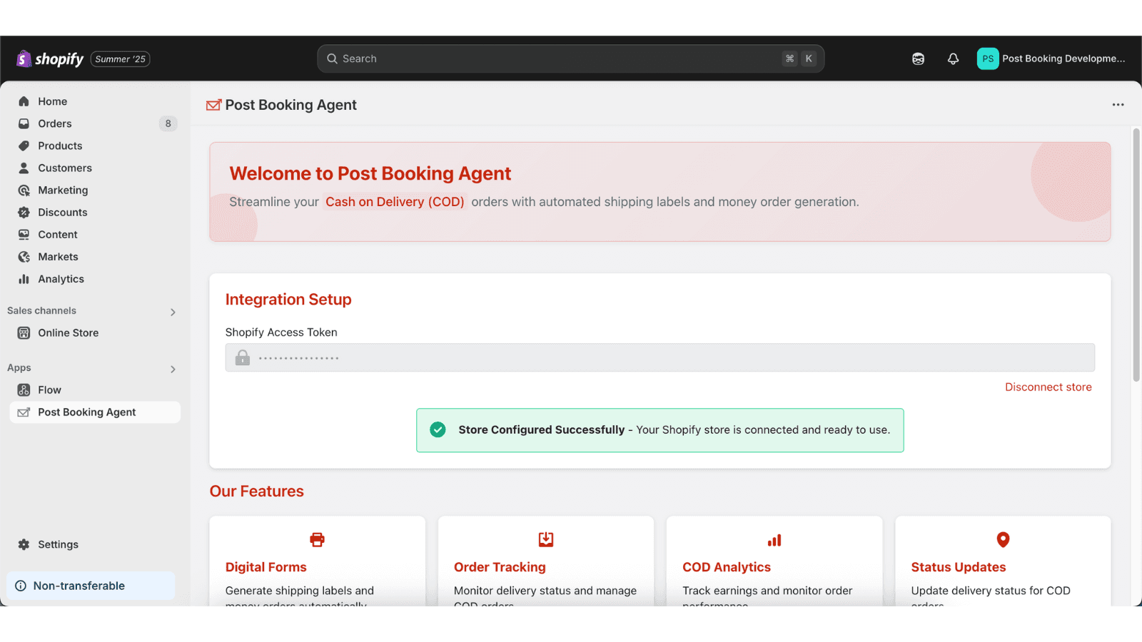 Link Shopify App with PLatform