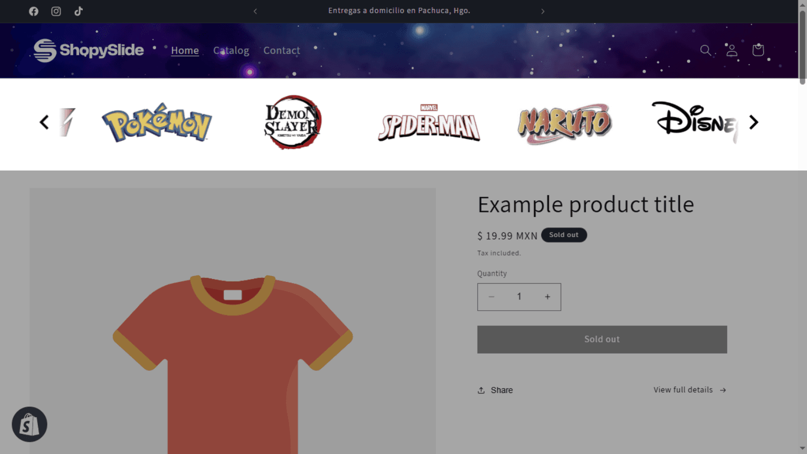 Desktop storefront slider