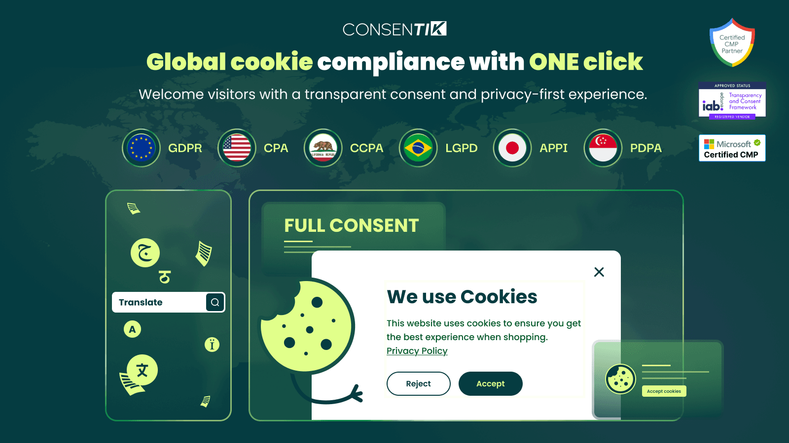 Protect you from privacy laws with IAB TCF 2.2 cookie banner