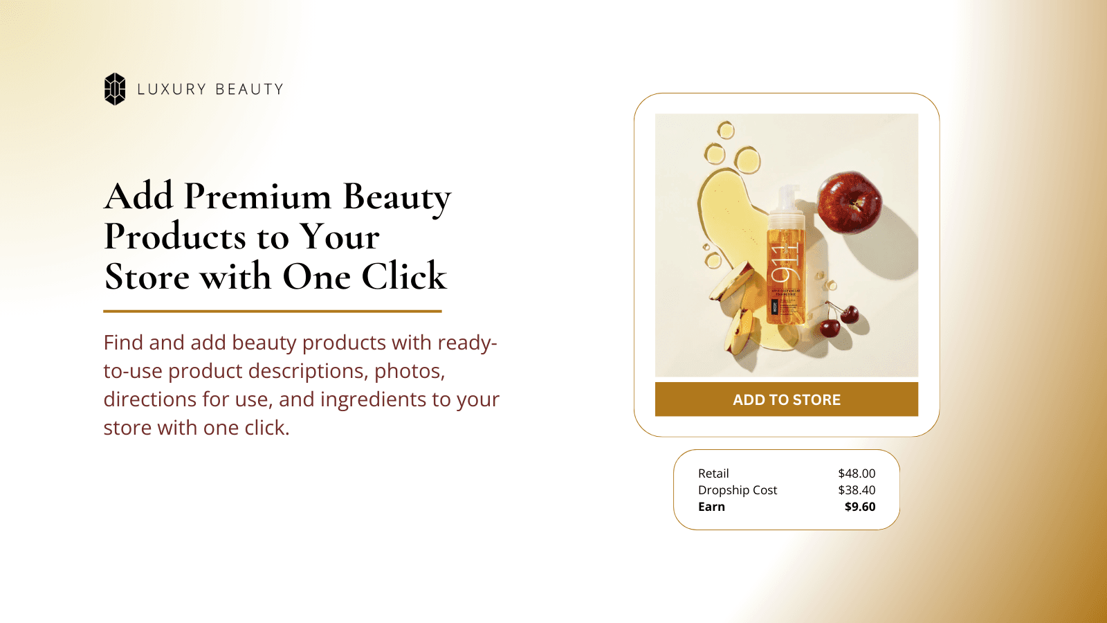 Add Luxury Beauty Products to your Shopify store in one click