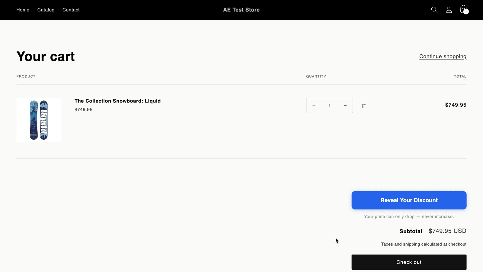Reveal your discount button on Revelio cart page