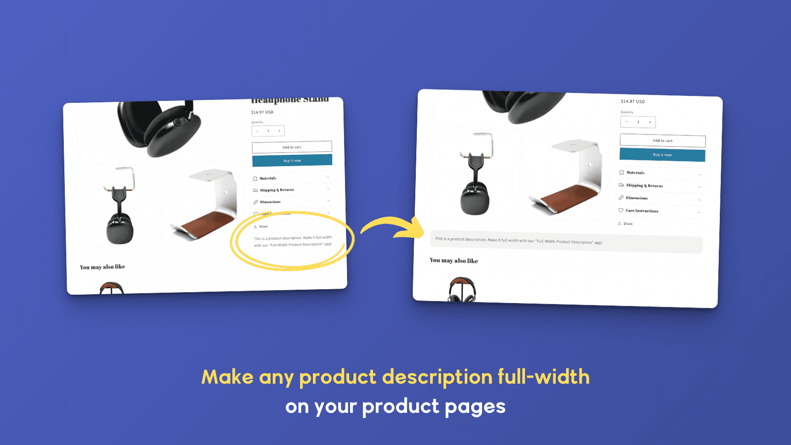 Make your product descriptions full-width anywhere