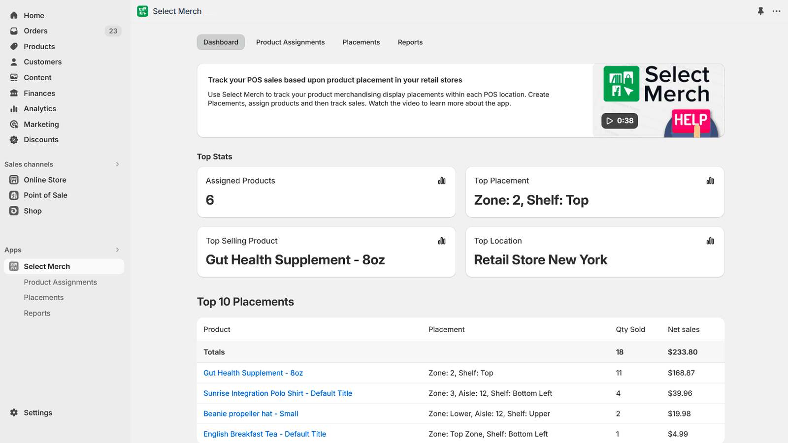 Dashboard view to get a quick view of your placements