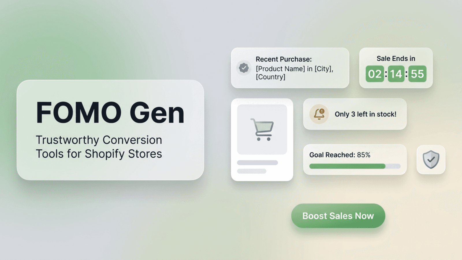 FOMO Gen banner showing key social proof and urgency tools