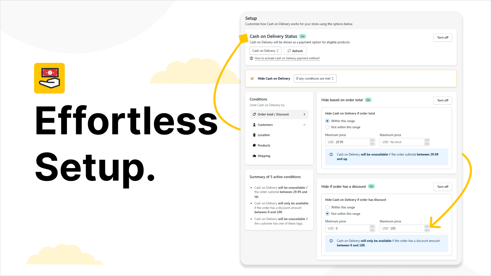 effortless cash on delivery setup