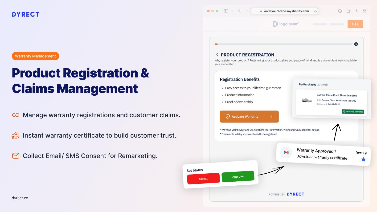 Self Service Product Registrations & Claims Management