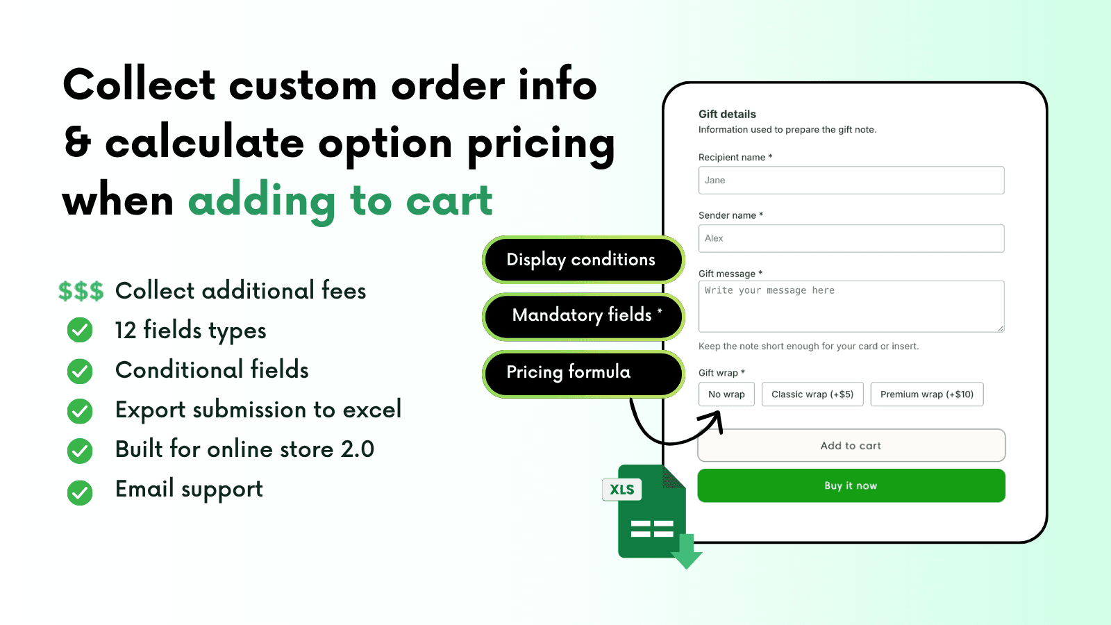 Coly additional order info form fields to collect order info