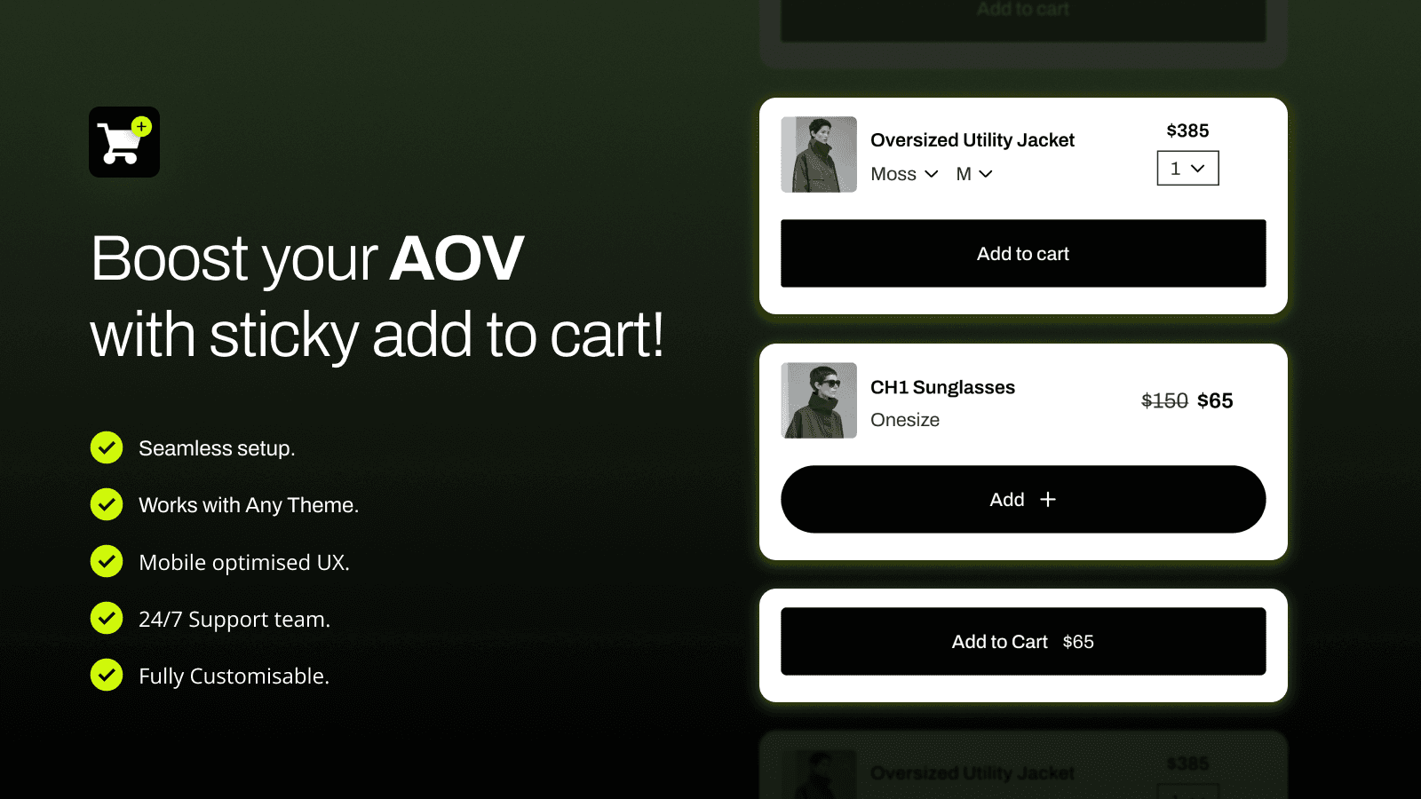 Promotional banner of Sticky Add to Cart app by TVARKA.APPS