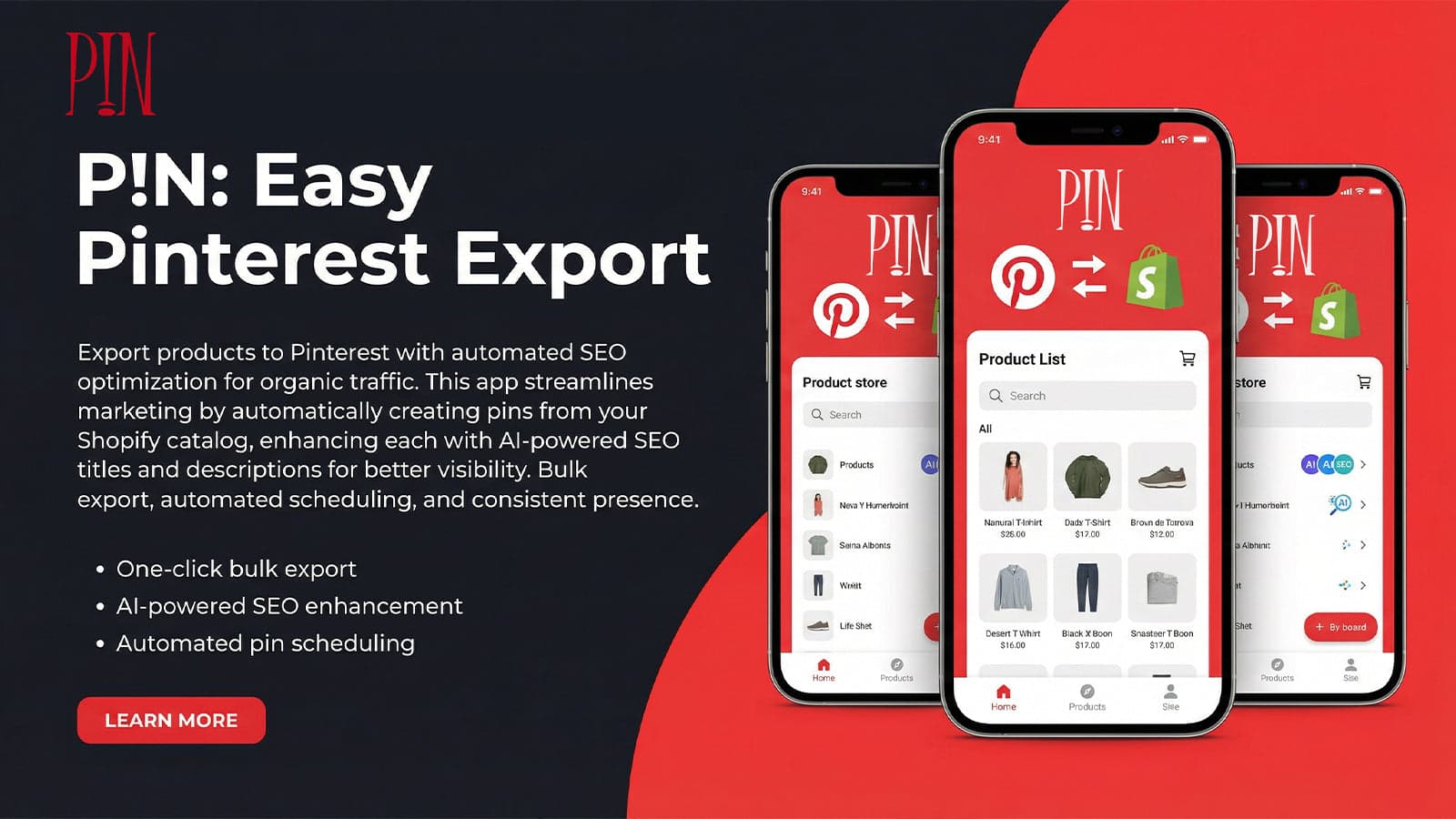 Export products to Pinterest with automated SEO optimization